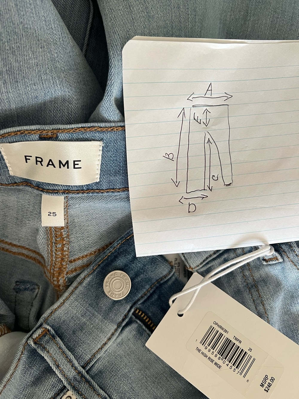 NWT $248 Frame The High Rise Wide Denim Light Blue Jeans Size 25 Stretch - Picture 5 of 14